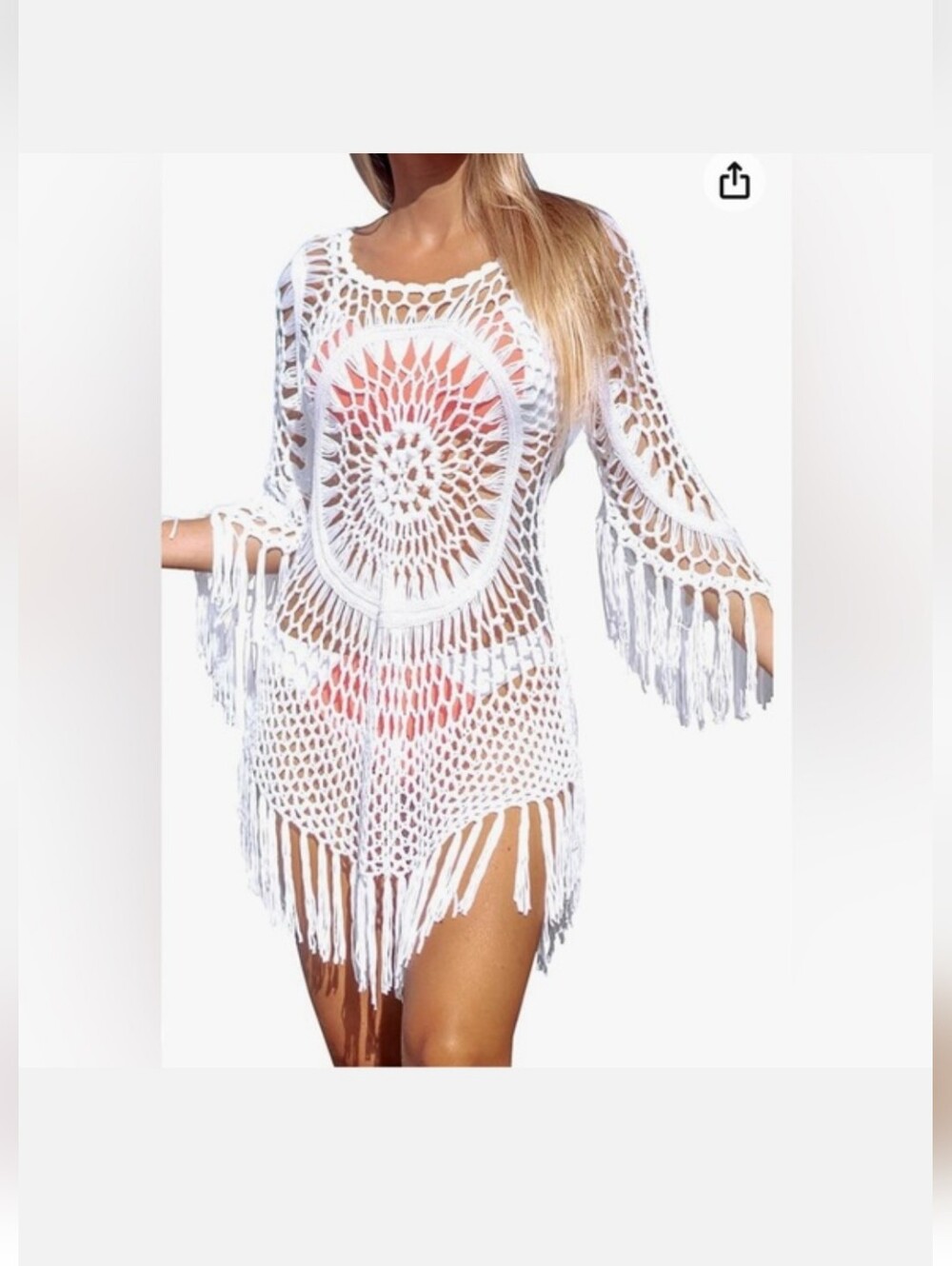 Cupshe Creamy White Crochet Dress Swim Beach Cover Up OS *NWOT